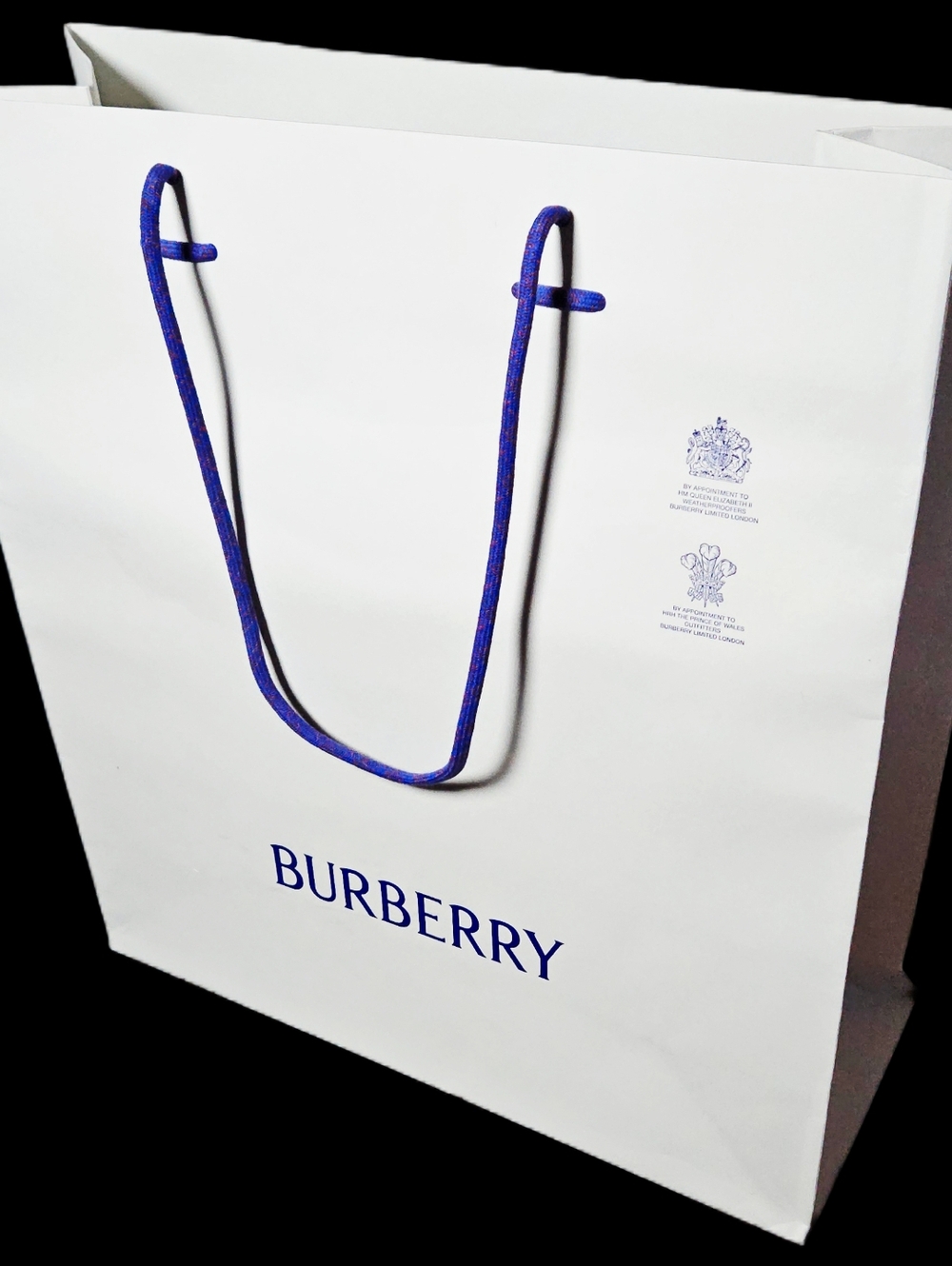 NEW Burberry XL White Blue Paper Shopping Bag 16.5" Gift Tote Handbag Storage - Picture 3 of 15